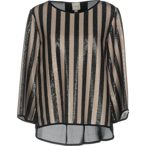 Blusa senza tasche a righe con paillettes collo tondo a maniche 3/4 jersey Amnè a righe