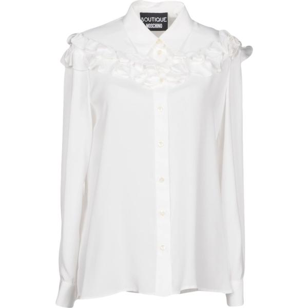 Camicia senza tasche con ruches collo classico a maniche lunghe in seta tinta unita Boutique Moschino tinta unita