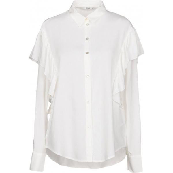 Camicia senza tasche con ruches collo classico a maniche lunghe tinta unita Only tinta unita
