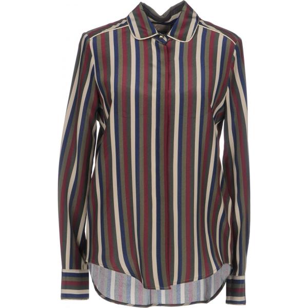 Camicia a righe effetto laminato collo classico a maniche lunghe in seta con bottoni Space Style Concept a righe