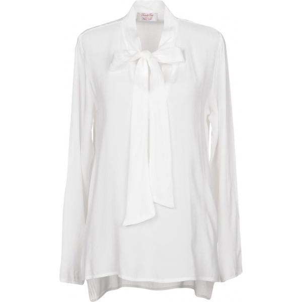 Blusa con fiocco spacchi laterali a maniche lunghe in viscosa crêpe TWENTY EASY by KAOS tinta unita