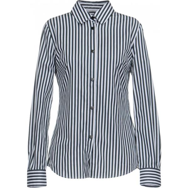 Camicia a righe collo classico a maniche lunghe in cotone twill Love Moschino a righe