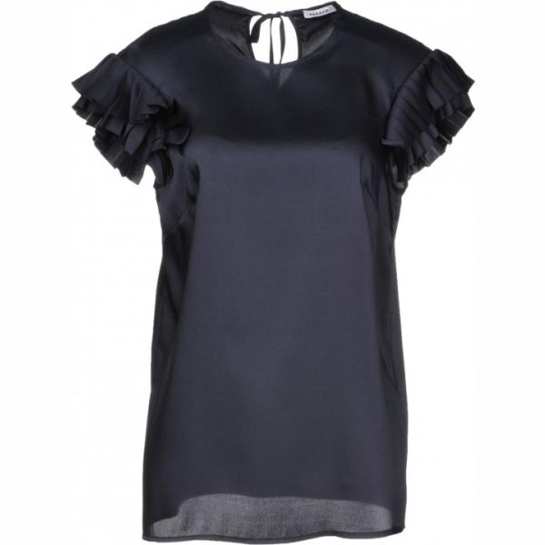 Blusa senza tasche collo tondo a maniche corte con laccetti twill P.a.r.o.s.h. tinta unita