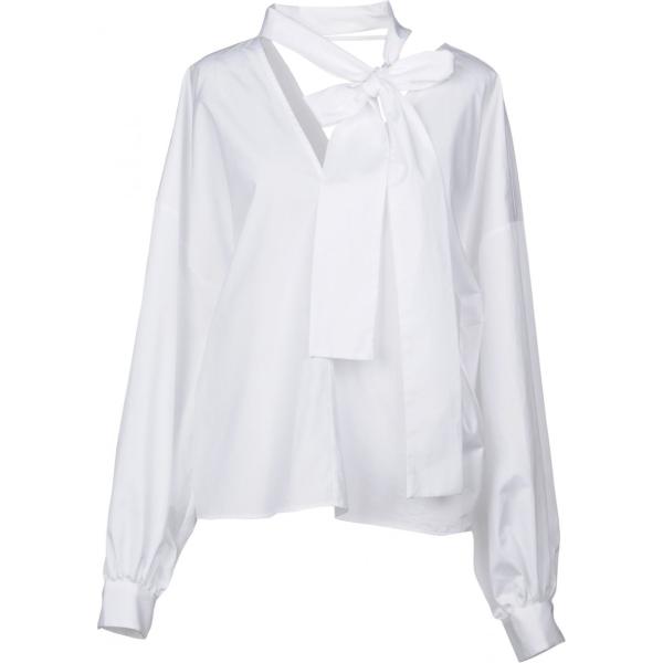 Blusa con fiocco a maniche lunghe in cotone tinta unita Msgm bianco tinta unita