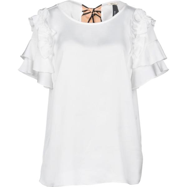 Blusa con balze collo tondo a maniche corte senza tasche crêpe Toy G. tinta unita