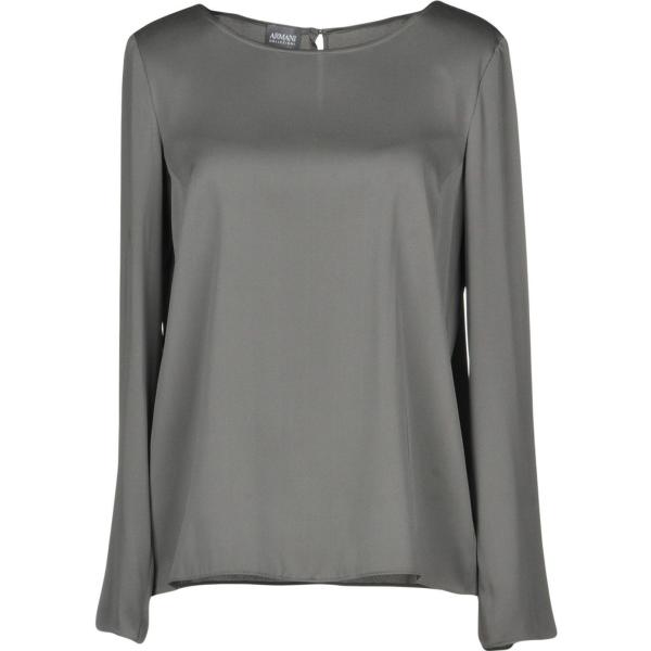 Blusa collo tondo a maniche lunghe crêpe Armani Collezioni tinta unita