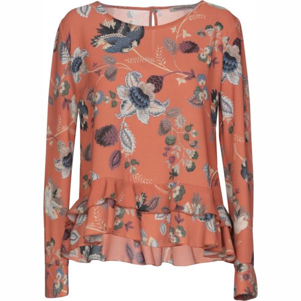 Blusa fantasia floreale collo tondo a maniche lunghe crêpe Paolo Casalini a fiori