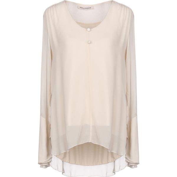Blusa collo tondo a maniche lunghe crêpe Paolo Casalini tinta unita