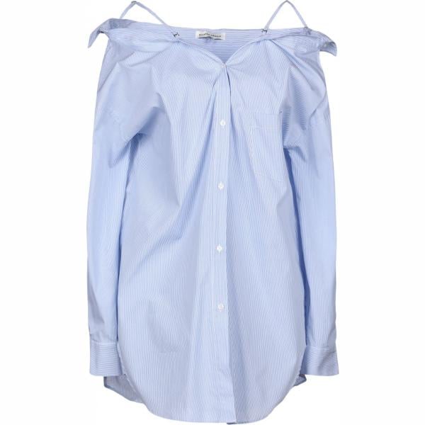 Camicia senza tasche a righe collo classico a maniche lunghe in cotone con bottoni Silvian Heach blu a righe