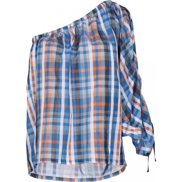 top Tela blu a quadri