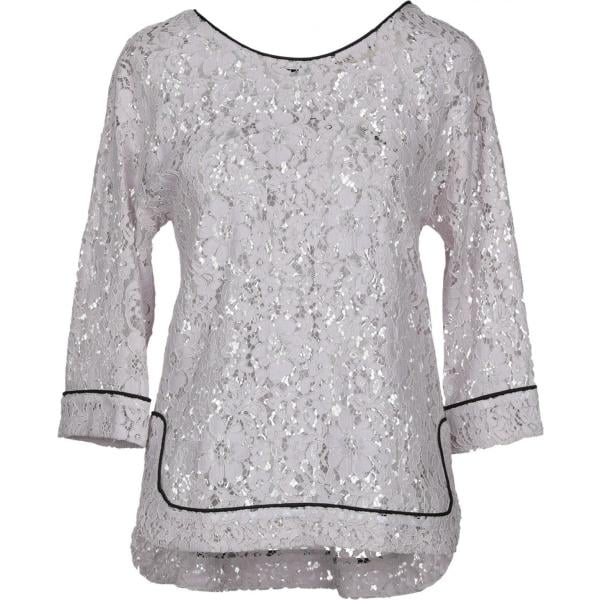 Blusa con pizzo collo tondo spacchetti laterali tinta unita Shirtaporter tinta unita