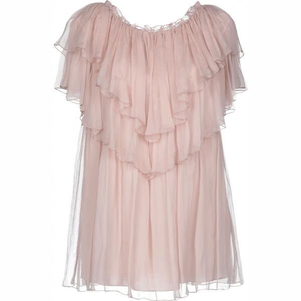 Blusa chiffon collo tondo a maniche corte in seta tinta unita Blumarine tinta unita