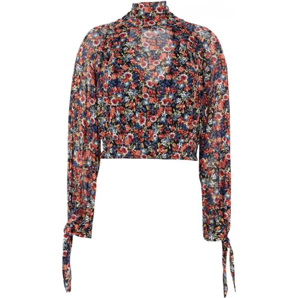 Blusa senza tasche fantasia floreale collo alto a maniche lunghe interno semi-foderato in tulle con pieghe Free People a fiori