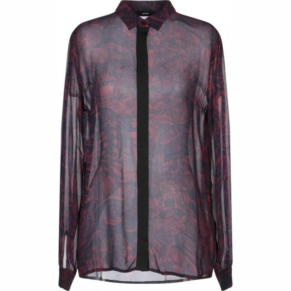 Camicia senza tasche fantasia multicolore collo classico a maniche lunghe in viscosa con bottoni Diesel multicolore