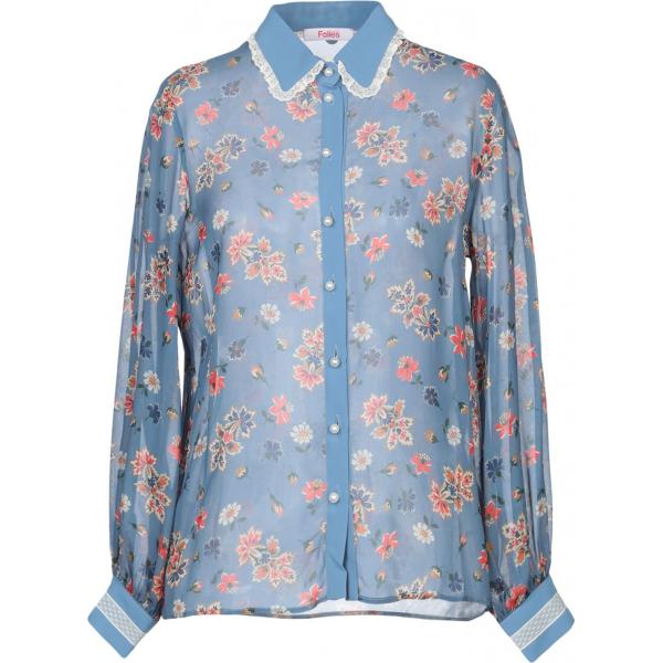 Camicia senza tasche fantasia floreale collo classico a maniche lunghe in viscosa crêpe Blugirl Blumarine a fiori