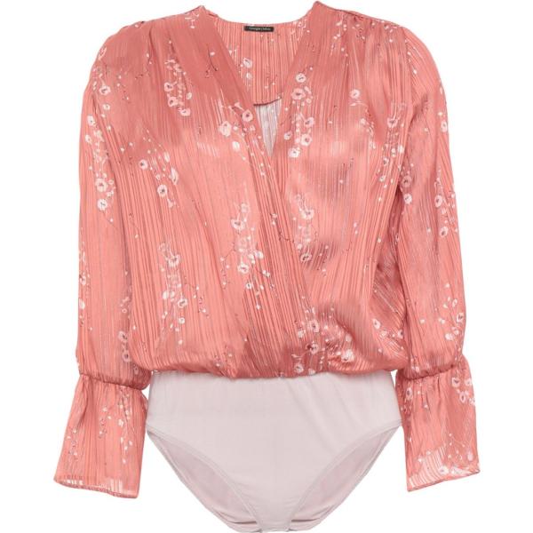 Blusa senza tasche fantasia floreale effetto laminato scollatura profonda a maniche lunghe in raso Giorgia  & Johns a fiori