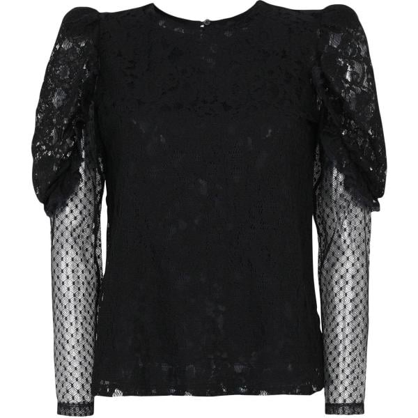 Blusa con pizzo collo tondo a maniche lunghe tinta unita See By Chloé nero tinta unita