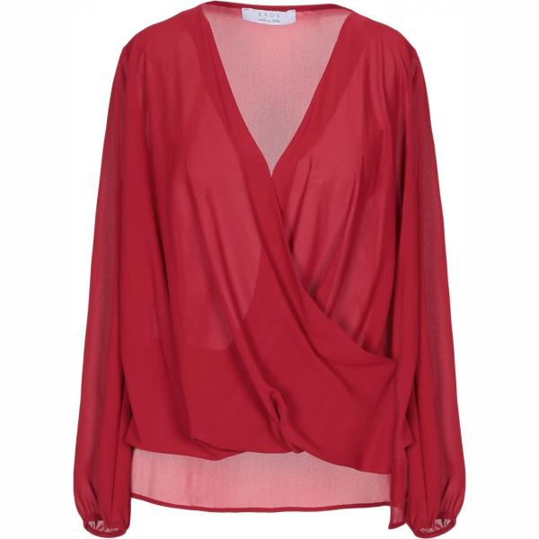 Blusa scollatura profonda a maniche lunghe crêpe Kaos tinta unita