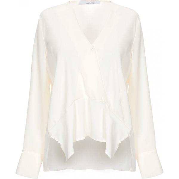 Blusa collo a v a maniche lunghe crêpe Kaos tinta unita