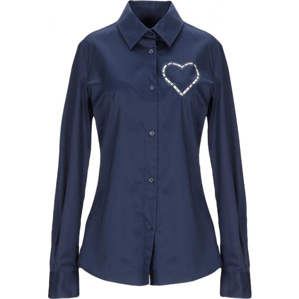 camicie Love Moschino blu tinta unita