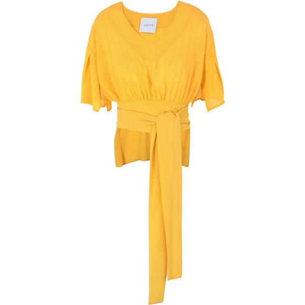 Blusa con fusciacca collo a v a maniche corte senza tasche crêpe Co|Te tinta unita