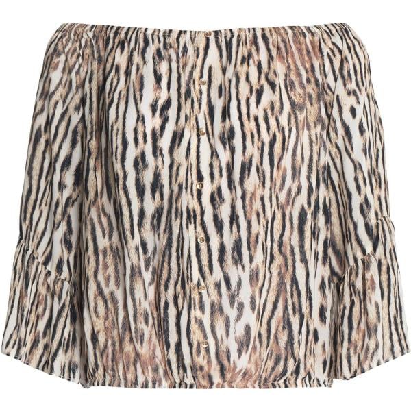 Blusa contrasto a maniche 3/4 100% rayon Tart Collections marrone animalier