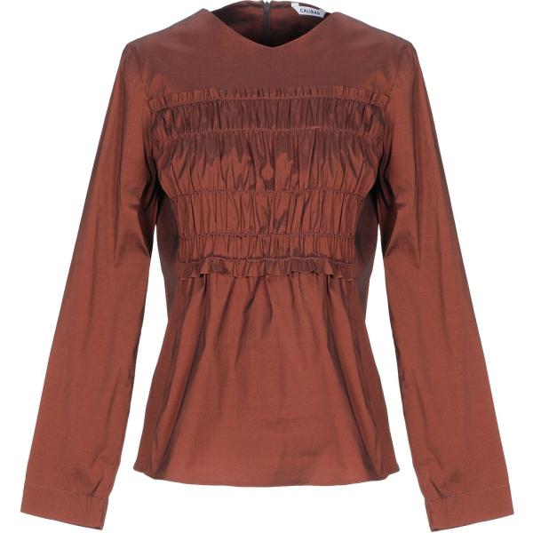 Blusa con arricciature collo tondo a maniche lunghe con zip senza tasche tinta unita Caliban tinta unita