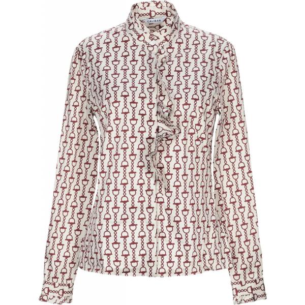 Camicia senza tasche con stampa e ruches collo coreana a maniche lunghe con bottoni Caliban multicolore con stampe