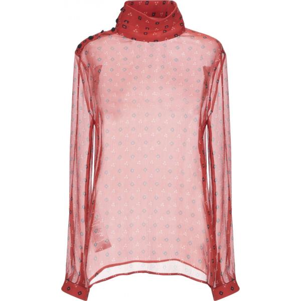 Blusa fantasia geometrica collo alto a maniche lunghe in seta crêpe Giorgio Armani geometrica