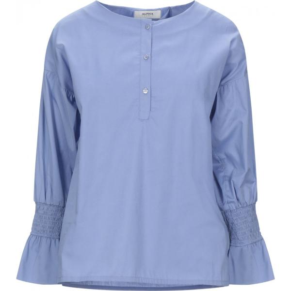 bluse Alpha Studio blu tinta unita