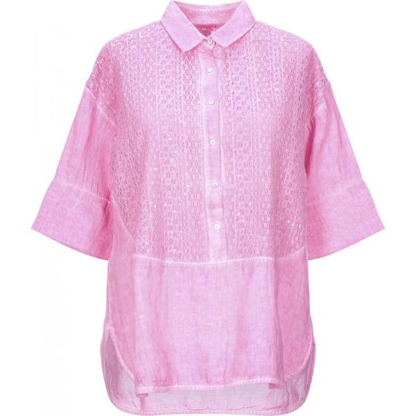 camicie a manica corta 120% rosa tinta unita