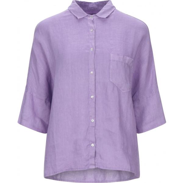 camicie a manica corta 120% viola tinta unita