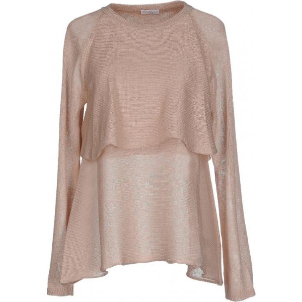 Pullover lavorato a maglia collo tondo a maniche lunghe in seta tinta unita Brunello Cucinelli tinta unita