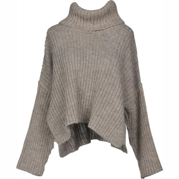 Maglioncino spacchi laterali lavorato a maglia collo a dolcevita a maniche lunghe tinta unita European Culture tinta unita