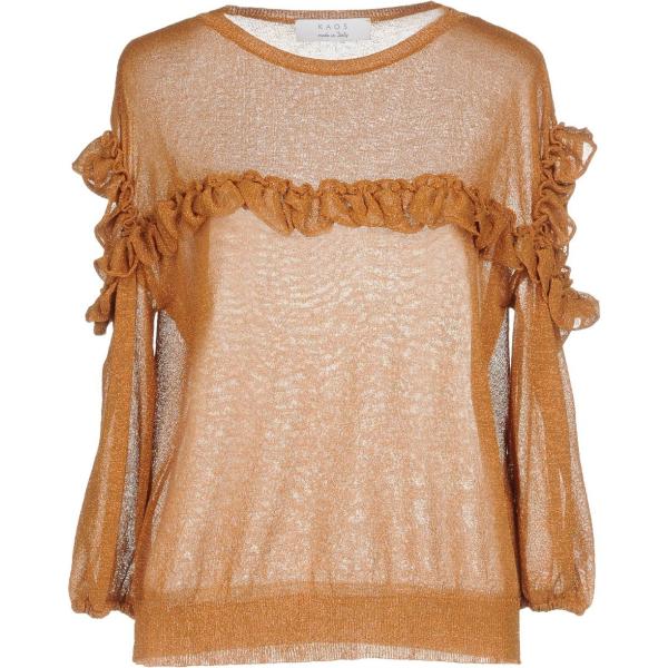 Pullover lavorato a maglia collo tondo a maniche 3/4 tinta unita Kaos tinta unita