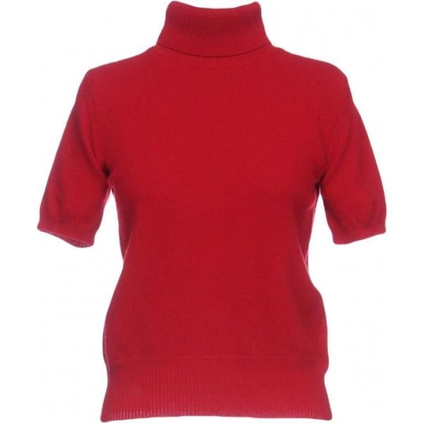 Maglioncino lavorato a maglia collo a dolcevita a maniche corte tinta unita Rossopuro tinta unita