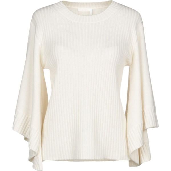 Pullover lavorato a maglia collo tondo a maniche 3/4 tinta unita Chloé tinta unita