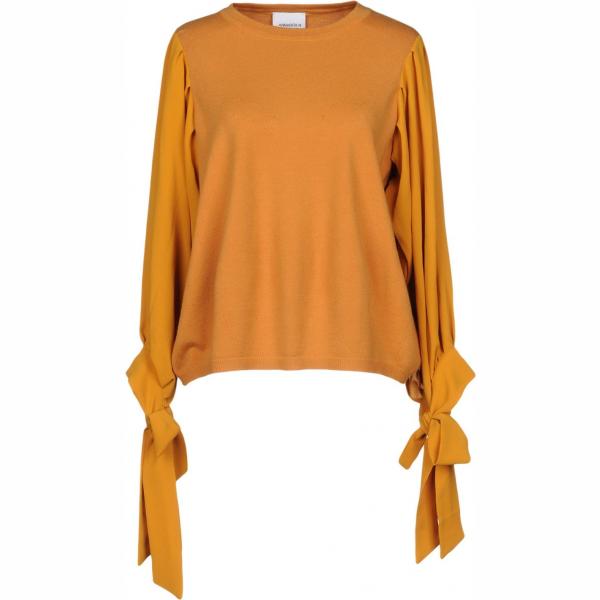 Pullover senza tasche lavorato a maglia collo tondo a maniche lunghe con laccetti crêpe Annarita N Twenty 4H tinta unita