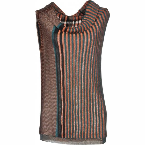 Maglioncino a righe lavorato a maglia collo a dolcevita senza maniche Liu •Jo a righe