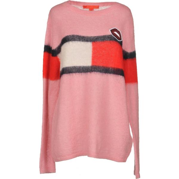 Pullover senza tasche contrasto lavorato a maglia collo tondo a maniche lunghe in mohair Hilfiger Collection multicolore
