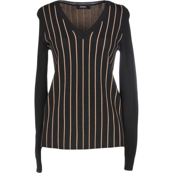 pullover Alpha Studio nero a righe
