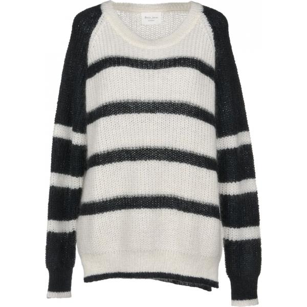 Pullover spacchetti laterali a righe lavorato a maglia collo tondo a maniche lunghe taglia media in mohair vestibilità ampia Bella Jones a righe