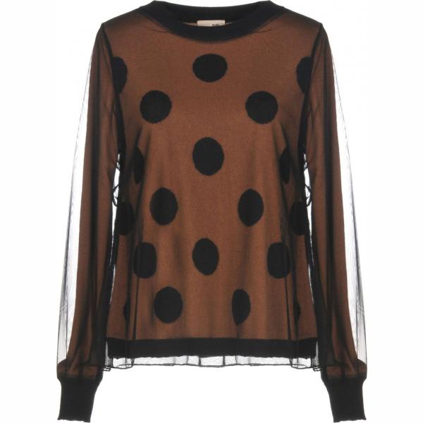 Pullover senza tasche a pois lavorato a maglia collo tondo a maniche lunghe in tulle SCEE by TWIN-SET a pois