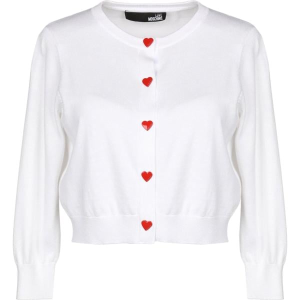 Cardigan lavorato a maglia collo tondo a maniche lunghe in seta tinta unita Love Moschino tinta unita