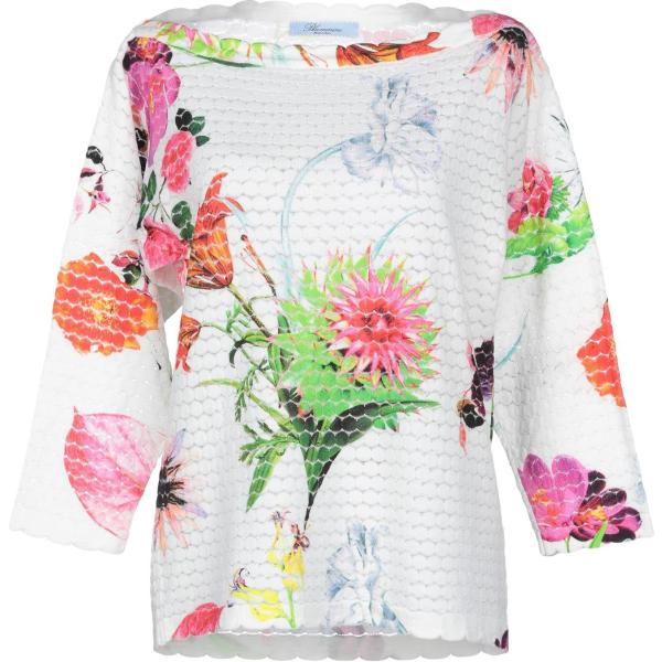 Pullover fantasia floreale lavorato a maglia a maniche lunghe 95% cotone Blumarine a fiori
