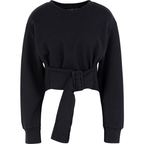 Pullover senza tasche lavorato a maglia collo tondo a maniche lunghe con fibbia tinta unita C/Meo Collective tinta unita