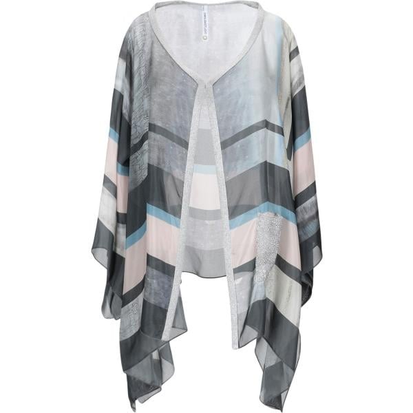 Cardigan fantasia multicolore effetto laminato collo a v a maniche 3/4 crêpe Pianurastudio multicolore