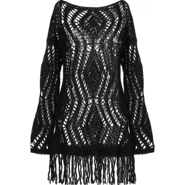Pullover senza tasche lavorato a maglia collo tondo a maniche lunghe in mohair tinta unita Met tinta unita