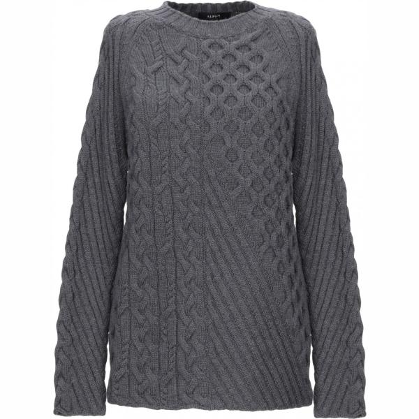 Pullover a trecce lavorato a maglia collo tondo a maniche lunghe in lana tinta unita Alpha Studio tinta unita