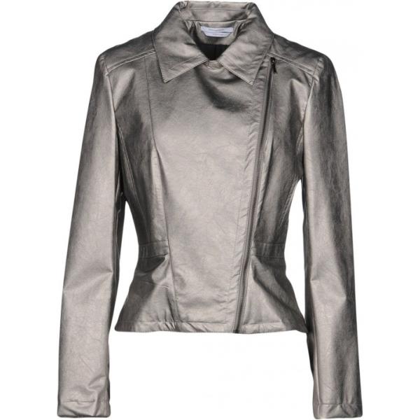 Giubbotto effetto laminato collo classico a maniche lunghe con zip interno foderato in pelle sintetica tinta unita Biancoghiaccio tinta unita